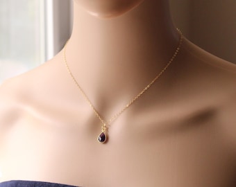 Natural Amethyst pendant necklace 14K gold filled necklace February birthstone necklace gift gemstone jewelry Amethyst stone necklace