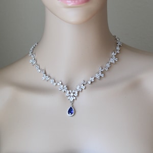 Royal blue Wedding necklace Sapphire blue Bridal jewelry SET Blue bridal earrings bracelet Statement necklace Royal blue Bridal jewelry set