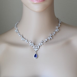 Royal blue Wedding necklace Sapphire blue Bridal jewelry SET Blue bridal earrings bracelet Statement necklace Royal blue Bridal jewelry XY1