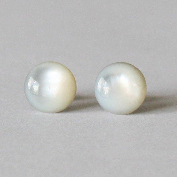 8mm, or 10mm Mother of Pearl stud earrings, Titanium earrings, Hypoallergenic earrings Titanium post earrings Mother of pearl shell studs