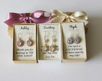 Bridesmaids earrings, Rose gold drop earrings, Cubic Zirconia Crystal Bridal earrings, Bridal gold earrings, Bridesmaid gifts, CZ earrings