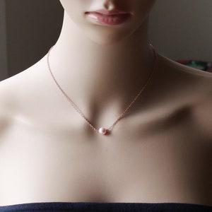 Bridesmaid necklace Floating pearl necklace Bridesmaid gift Bridal necklace Rose gold necklace Bridal party jewelry Bridesmaid gifts image 4