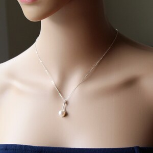 Fresh water pearl pendant necklace Sterling silver CZ pearl necklace real pearl necklace Bridesmaid necklace Bridal necklace Mothers gift