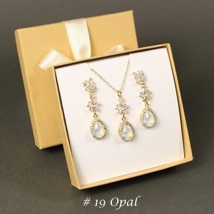 White Opal bridal jewelry earrings necklace Opal bridesmaids gifts Opal wedding jewelry bridesmaid jewelry Bridal earrings bracelet SET XY1
