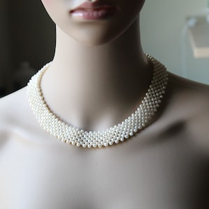 Vintage style Fresh water pearl statement necklace Multi strands Real Pearl Necklace Bridal pearl necklace Mother pearl necklace gift Bridal