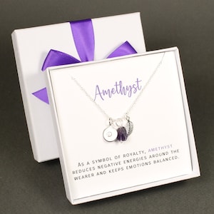 Amethyst raw stone necklace February birthstone Amethyst necklace Birthday Family Sister Best Friend Graduation gift for her Valentine gift