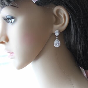 Custom personalized Bridal gift, Cubic Zirconia Tear drop bracelet earring set, Bridesmaid gift, Bridesmaid earring, Bridesmaid necklace set image 9