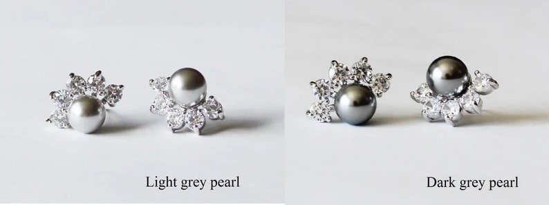 Custom pearl color wedding jewelry set Bridesmaid bracelet earrings Pearl bridesmaid gift Bridesmaid earrings Wedding necklace earrings XY1 image 4