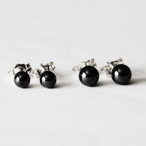 Metallic black Hemalyke ball studs, black ball earring studs, Unisex studs, cartilage ear lobe post earrings, Metallic black Hematite studs