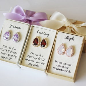 Custom color bridesmaid earrings, bridesmaid necklace earrings set, Lavender earrings bracelet Opal bridesmaid earrings Birthstone necklace