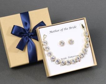 Mothers bracelet earrings set, Mother of the bride, Mother of the groom gift, Mothers wedding jewelry set, God mother, Grandma, Stepmom gift