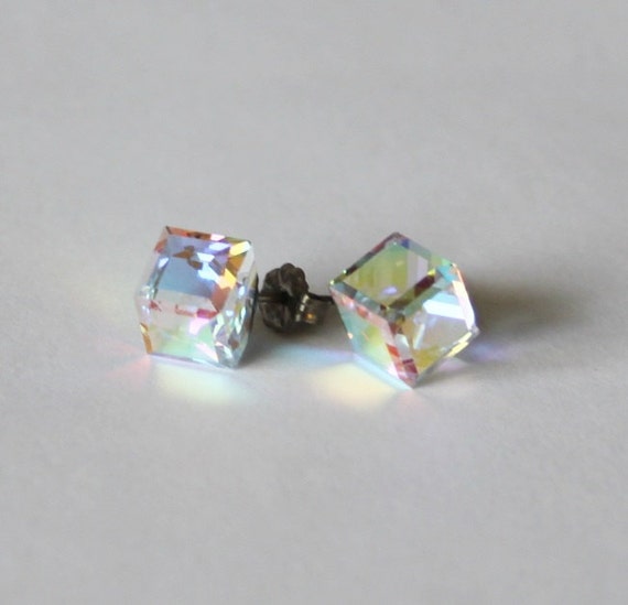 HYPOALLERGENIC Stud Earrings Lead and Nickel Safe Crystal Earrings Flower  in AB