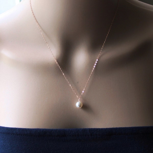 14K Rose gold filled pearl necklace- Bridesmaid pearl necklace- Bridesmaid necklace- pink gold necklace-Bridesmaid gift - Bridesmaid jewelry