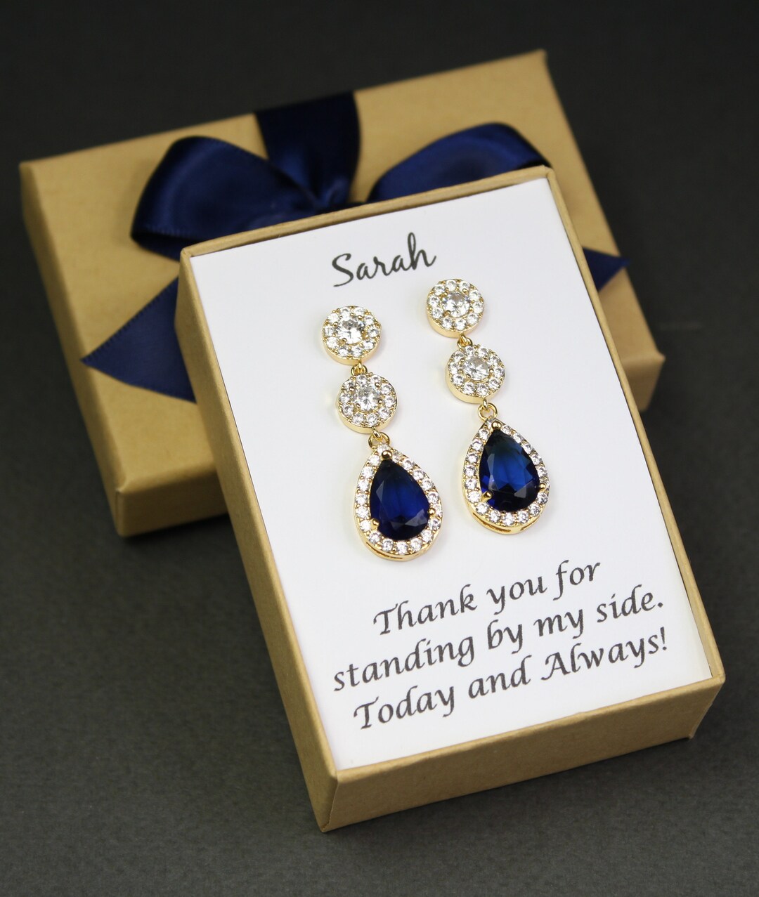 Navy Earrings Bridesmaid Earrings Wedding Necklace Bracelet Earrings ...