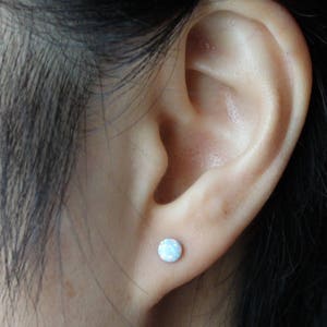 5mm Opal stud earrings- Titanium opal earrings- White opal studs- Bridesmaid gift -Pure Titanium earrings-Hypoallergenic Bridesmaid earrings image 3