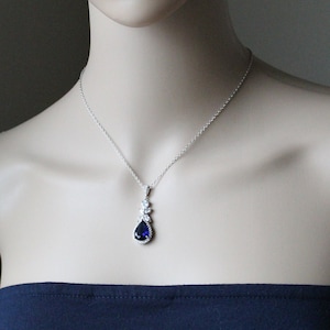 Navy blue bridal necklace Bridesmaid necklace earrings set Sapphire blue Wedding bracelet Blue Bridesmaid earrings gift Bridal jewelry XY1