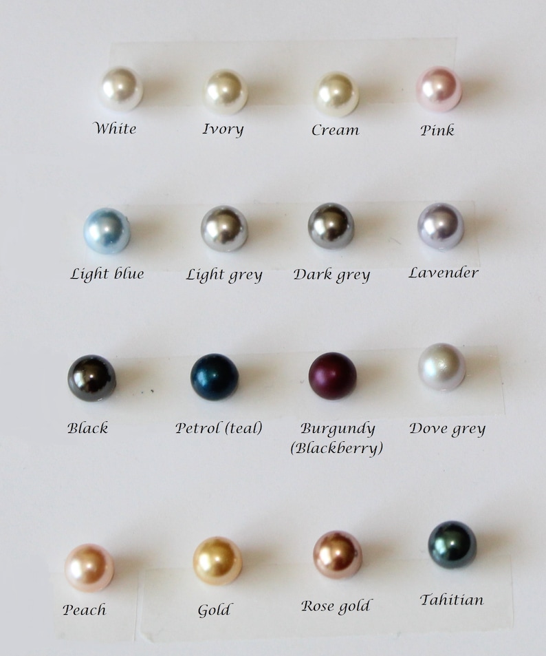 Clip en pendientes de perlas Swarovski Clip en tachuelas de perlas Orejas no perforadas Pendiente de dama de honor Regalo de fiesta nupcial Clip en pendiente Color personalizado imagen 5