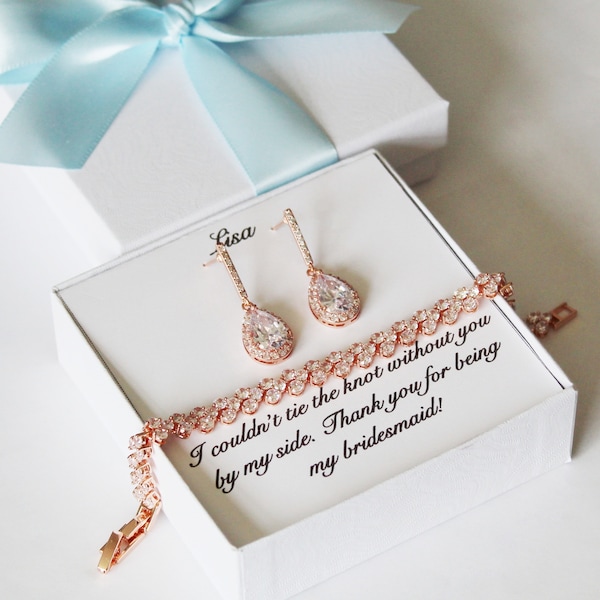 Long post bridesmaid earrings Bridesmaid gift set bracelet earrings Silver bridesmaid necklace earrings Gold wedding bridesmaid jewelry set