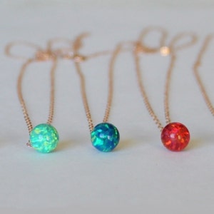 8mm Fire Opal pendant necklace Rose Gold filled opal necklace gold opal necklace Birthstone necklace Silver opal necklace Bridesmaid gift