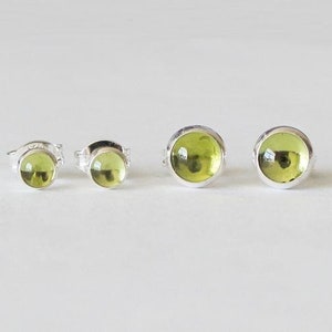 4mm or 6mm Natural Peridot stud earrings, Sterling silver, Peridot earrings, August birthstone, Birthday gift, Green gemstone studs, Friends