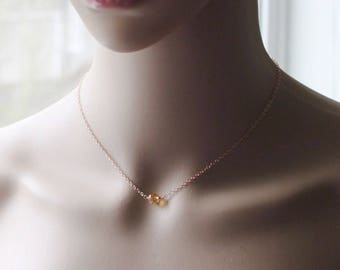 Natural Citrine necklace- Rose Gold necklace- Floating Citrine necklace- November birthstone necklace- gold citrine necklace- Layer necklace