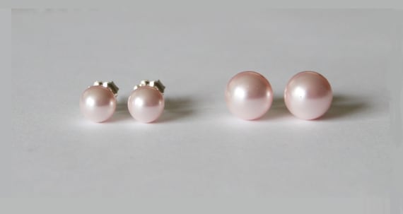 Pink Pearl Stud Earrings Pink Pearl Stud Earrings