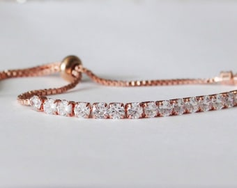 Flower girl jewelry set Bridesmaid gift Bridal party jewelry Flower girl gift adjustable Tennis bracelet Junior bridesmaid Bridesmaids XY1