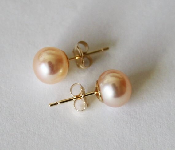 Champagne colored pearl best sale earrings