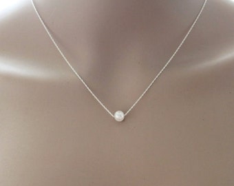 Echte Perlenkette- Sterling Silber Infinity Seil Kette Halskette-Brautjungfer Halskette-Brautjungfer Geschenke-Mutter Geschenk-Blumen-Mädchen-Schmuck