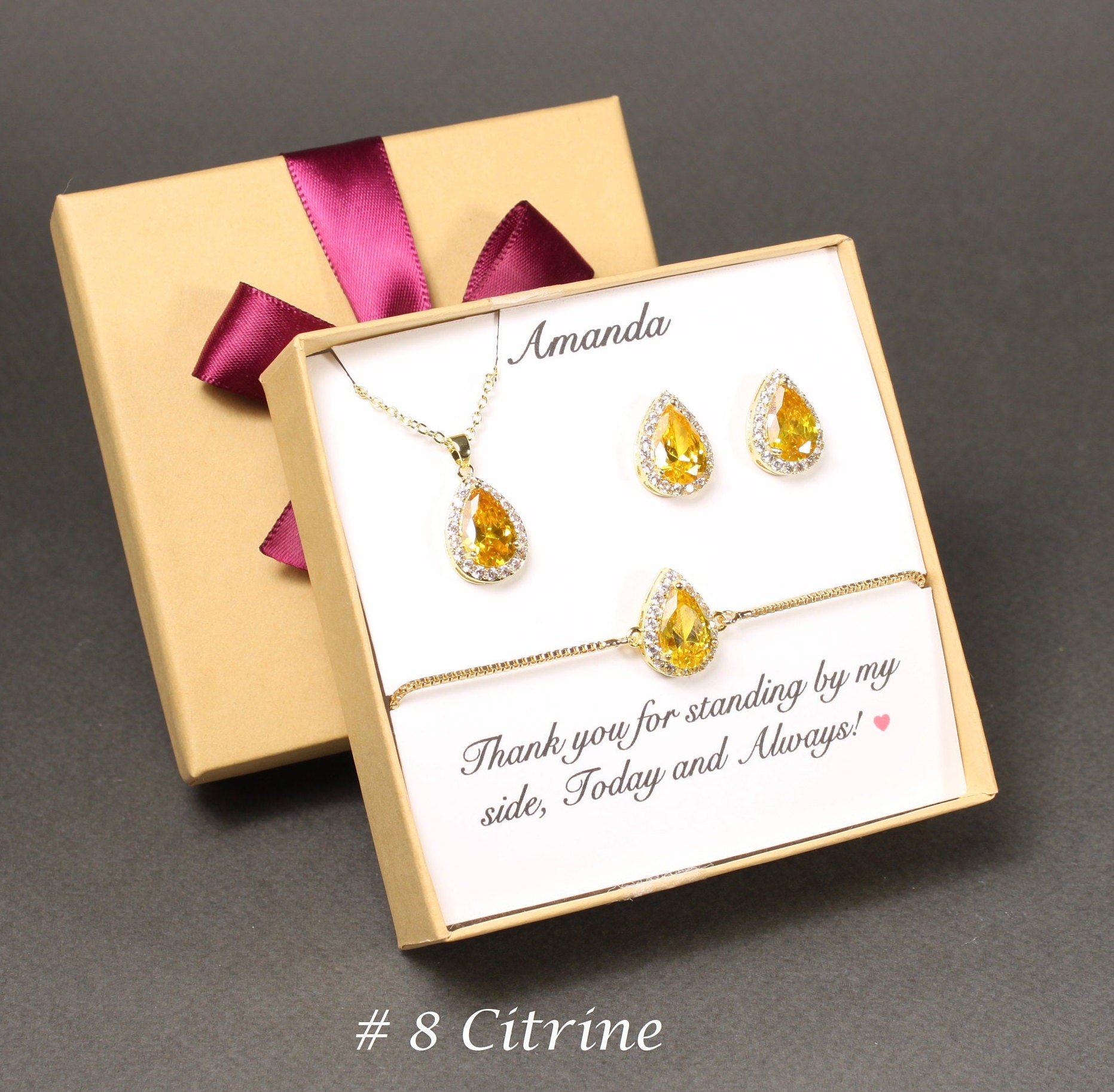 Citrine Wedding Jewelry Set