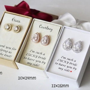 Custom personalized bridesmaid gift Engraved bridesmaid earrings Tear drop bridesmaid earring round earring gift custom message ribbon color image 5