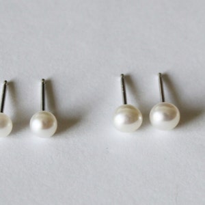 Winzige 3 mm, 4 mm, 5 mm weiße Süßwasser Perlen Ohrstecker - kleine perlen ohrringe solid sterling silber ohrringe blumen mädchen ohrringe kleine perlen ohrstecker