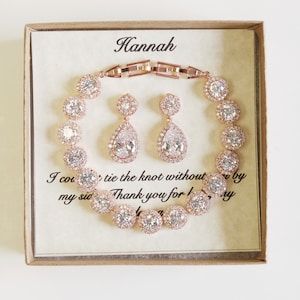 Personalized Bridesmaid gift jewelry set Bridesmaid earrings bracelet set Bridesmaid necklace Bridesmaid earrings set Bridal jewelry XY1
