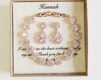 Personalized Bridesmaid gift jewelry set Bridesmaid earrings bracelet set Bridesmaid necklace Bridesmaid earrings set Bridal jewelry XY1