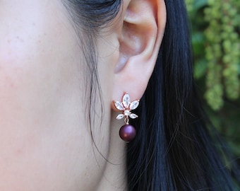 Blackberry bruidsmeisje parel oorbellen ketting bruidsmeisje geschenken wijnrood bruidsmeisjes sieraden bordeaux bruiloft parel sieraden XY1