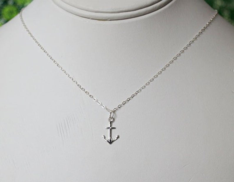 Anchor necklace Sterling silver Anchor pendant necklace-Beach wedding gifts, Bridesmaid gift, Nautical wedding gift, Graduation gift image 2