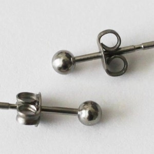 Pure Titanium ball post earring, 3mm, 4mm, 5mm, 6mm titanium ball stud earrings, 100% Hypoallergenic, Sensitive ear