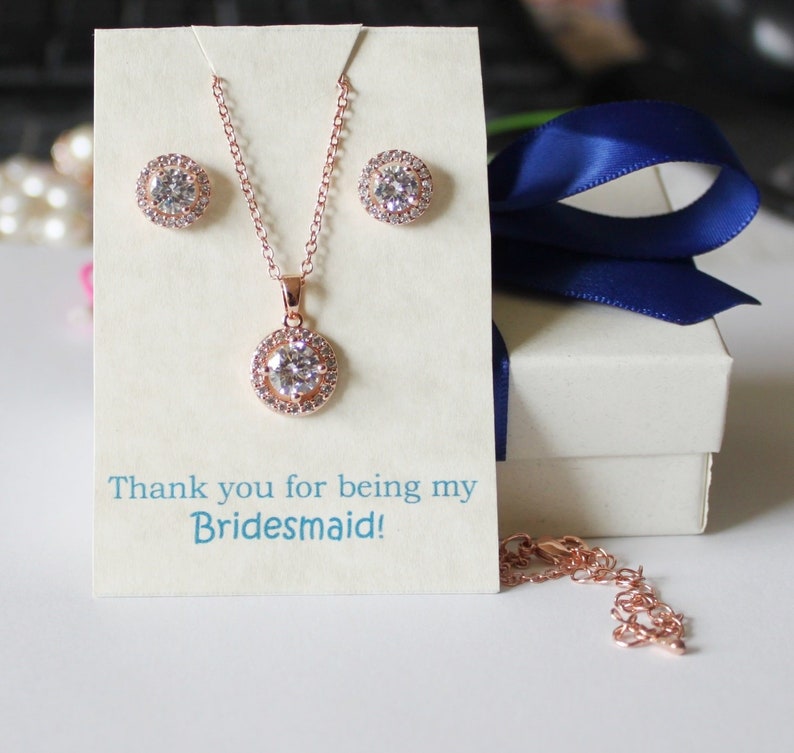 Custom Personalized CZ bridesmaid gift set bridesmaid bracelet earrings bridesmaid necklace Wedding gift set Bridesmaid earrings tie theknot