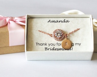 Custom length bridesmaid bracelet, Personalized bracelet, Bridesmaid gift, Initial wedding bracelet, Wedding bracelet, Rose gold bracelet
