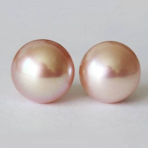 AAA Pink Cultured Freshwater Pearl 925 Stamped Sterling Silver Stud Earrings 
