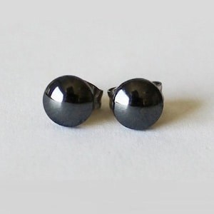 Titanium Earrings, 4mm, 5mm, 6mm, or 8mm Black Hemalyke studs, Metallic black earring studs, Hypoallergenic, sensitive ears,  small studs