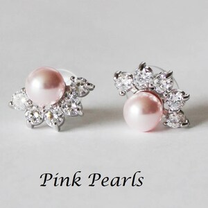 Custom pearl color wedding jewelry set Bridesmaid bracelet earrings Pearl bridesmaid gift Bridesmaid earrings Wedding necklace earrings XY1 image 3