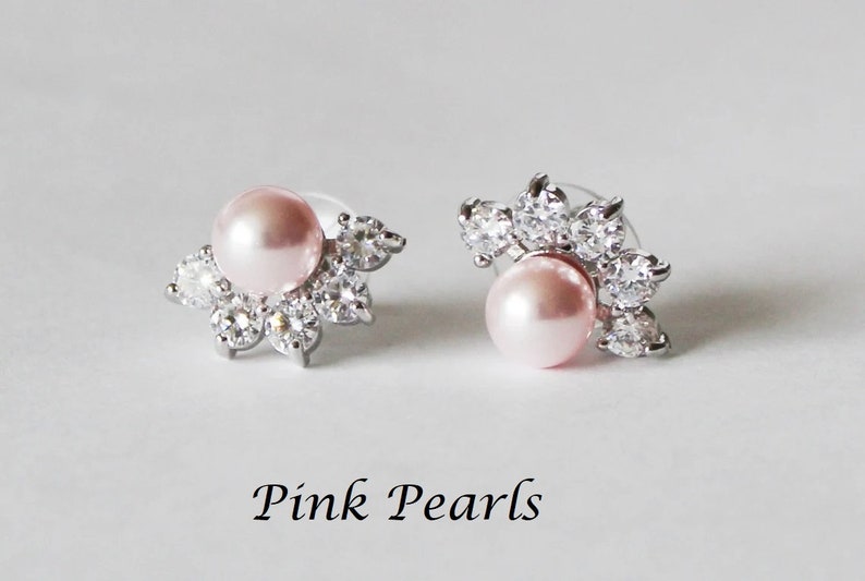 Custom pearl color wedding jewelry set Bridesmaid bracelet earrings Pearl bridesmaid gift Bridesmaid earrings Wedding necklace earrings XY1 image 3