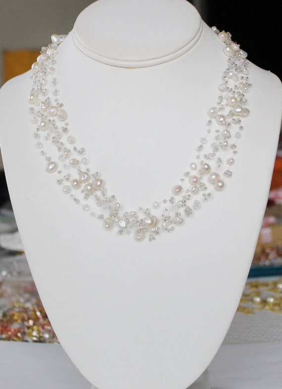 Illusion 30 Inch Pearl Necklace Multi Strand Bridesmaid Jewelry In  Freshwater White Color From Terisajewellery, $14.61