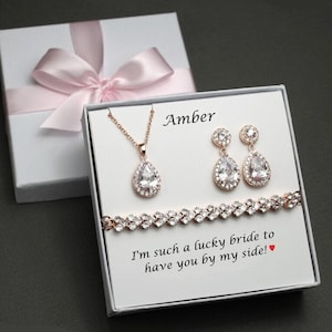 Benutzerdefinierte Brautjungfer Geschenk-Set Tropfen Brautjungfer Ohrringe Braut Ohrringe Brautjungfer Armband Ohrringe mit Zirkonia, Hochzeitsschmuck XY1