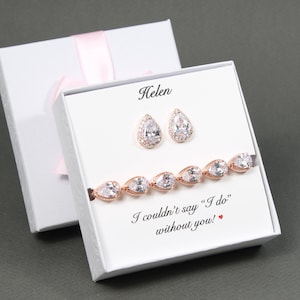 Personalized Tear Drop Bracelet Earrings set, Bridesmaid necklace, Bridesmaid earrings, Bridesmaid gift, Bridesmaid Bridal jewelry XY1