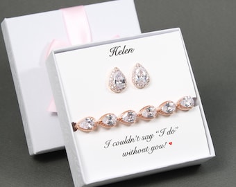 Personalized Tear Drop Bracelet Earrings set, Bridesmaid necklace, Bridesmaid earrings, Bridesmaid gift, Bridesmaid jewelry, Bridal jewelry