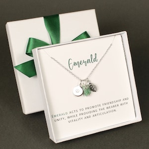 Emerald raw stone necklace Sterling silver May birthstone necklace Emerald necklace Birthday gift for her Family Sister Niece Graduation