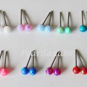 Titanium or Niobium fire opal stud earrings- Dainty 4mm Opal ball studs- Hypoallergenic earrings- fire opal studs- 14K Gold opal earrings
