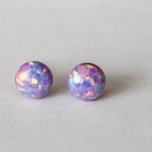 5mm Lavender Opal Stud Earrings Titanium Opal Earrings Etsy